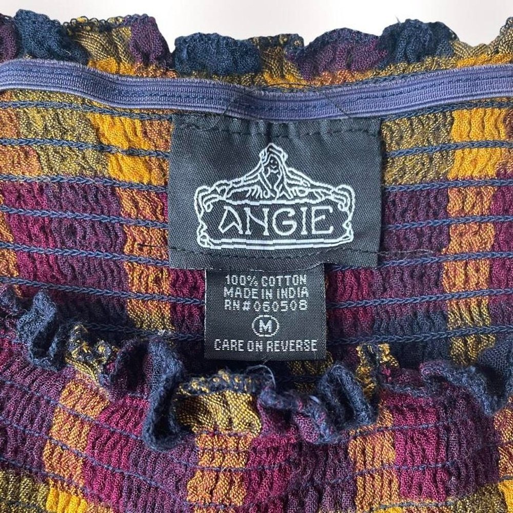 Angie boho plaid jewel-tone peasant blouse! size s/m - Picture 4 of 4